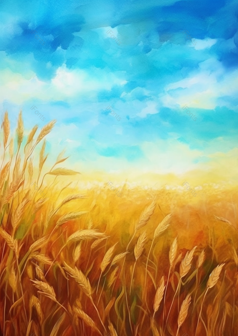 水彩麦田风景画插画背景,插画/手绘图,插画/手绘图库,插画/手绘图下载,插画/手绘